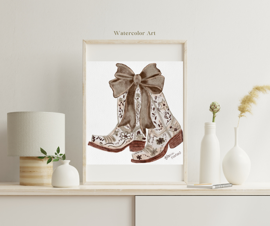 Watercolor Western Boots, Digital Download