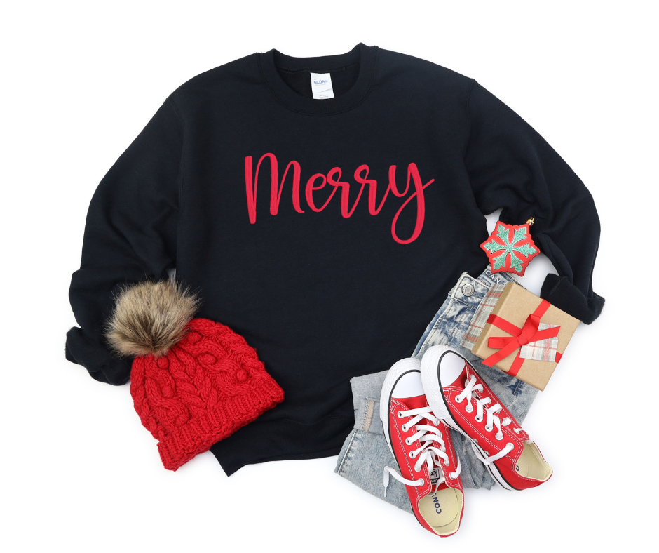 Let's Be Merry Embroidered Crewneck