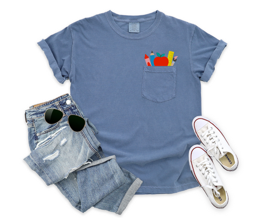 Teacher Pocket Tee, Embroidered