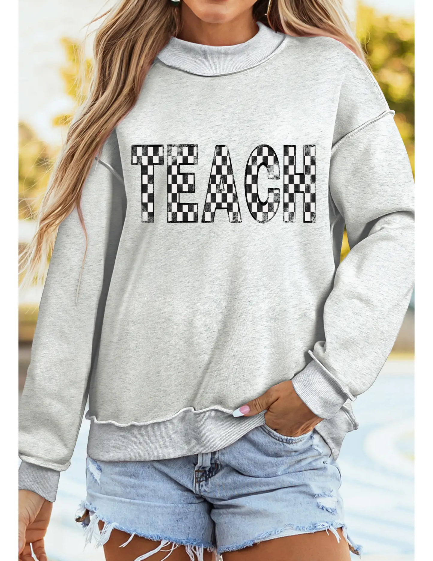 Teach Mock Neck Sweatshirt- Preorder
