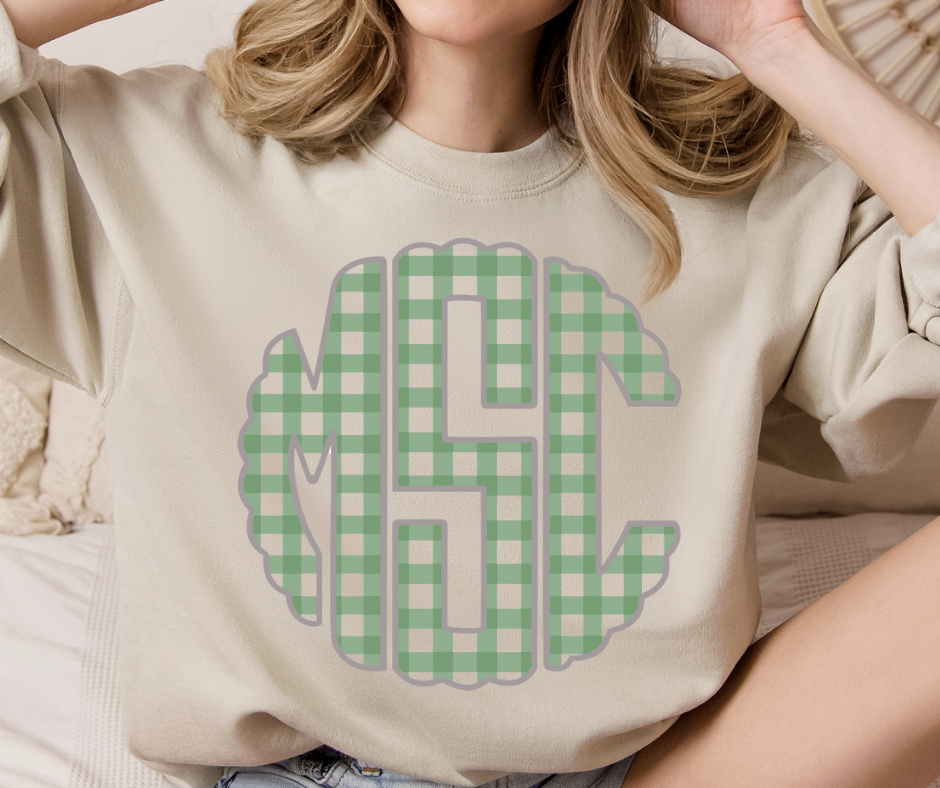 Gingham Monogram Crewneck