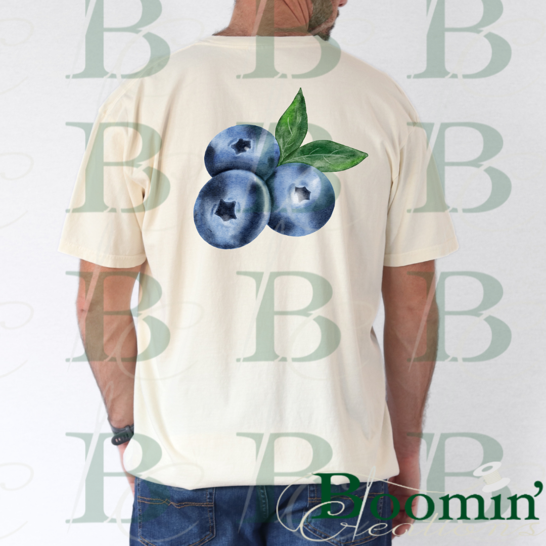 Blueberry Men’s Pocket Tee, Crop Tee