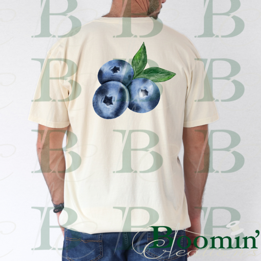 Blueberry Men’s Pocket Tee, Crop Tee